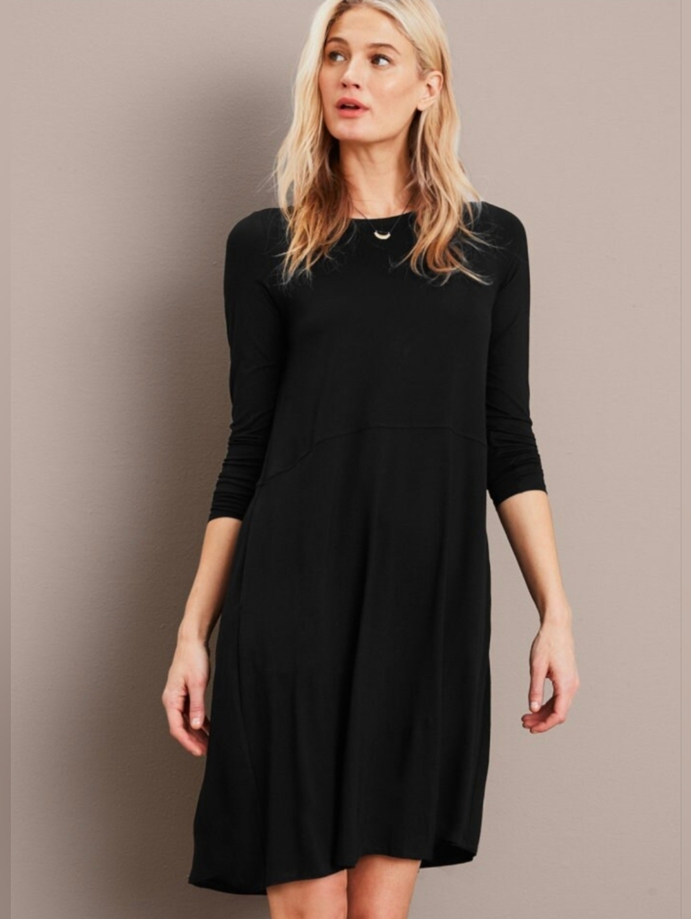 Eileen Fisher Black Long-Sleeve A-Line Dress Size XS